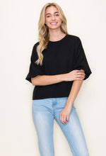 Load image into Gallery viewer, RIBBED PUFFY SLEEVE 3/4 SLEEVE TOP

