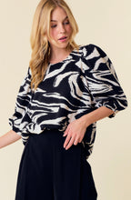 Load image into Gallery viewer, ABSTRACT PRINTED 3/4 PUFF SLEEVE BLOUSE
