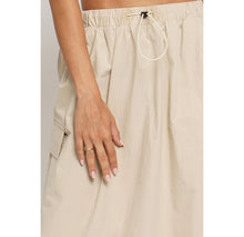 Load image into Gallery viewer, PULL CORD CARGO MAXI SKIRT- KHAKI
