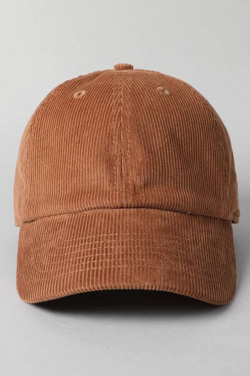 Corduroy Adjustable Cotton Baseball Cap Dad Hat: One Size / MOCHA