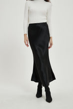 Load image into Gallery viewer, BLACK SILKY MERMAID MAXI SKIRT byMM
